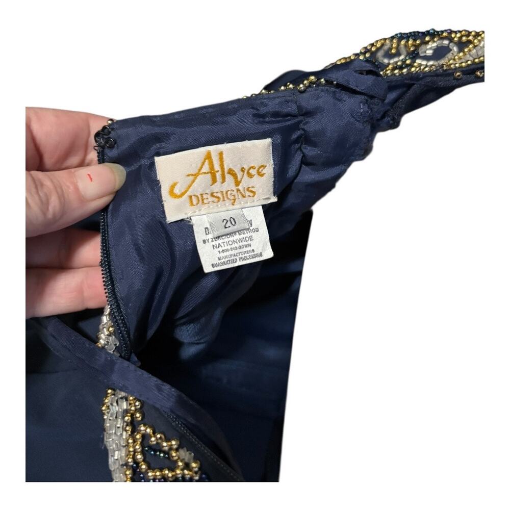 Alyce Designs Navy Blue Romper Sequined Dress Cocktail Prom Size 20 - Picture 5 of 5